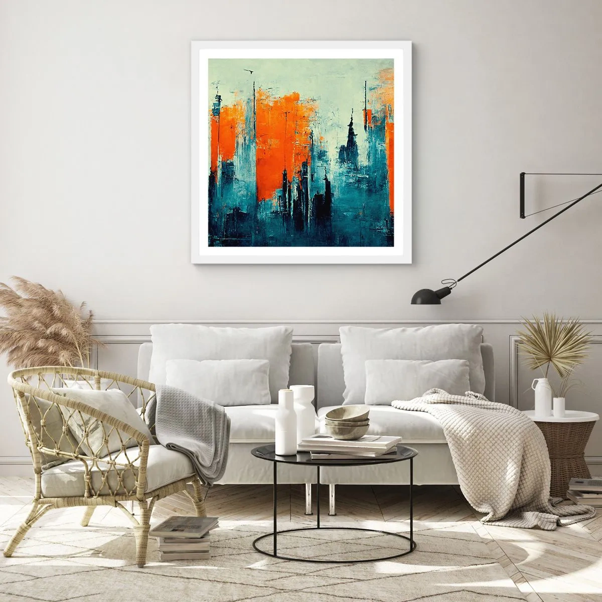 Poster in white frmae - Modern Landscape - 60x60 cm