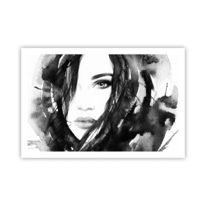 Poster - Portriat of a Lady in  Black and White - 91x61 cm