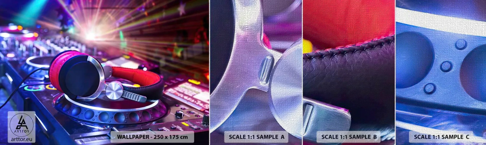 Photo Wallpaper Sample Premium Canvas - Get on the Floor - Music, Music Studio, Headphones - 100x30 cm