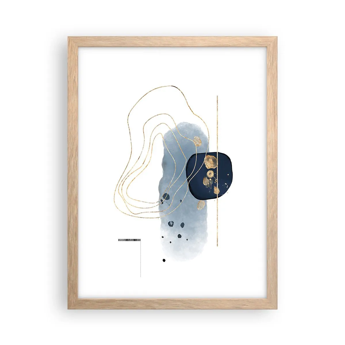 Poster in light oak frame - Blue and Gold Fantasy - 30x40 cm