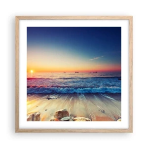 Poster in light oak frame - What Is behind the Horizon? - 50x50 cm