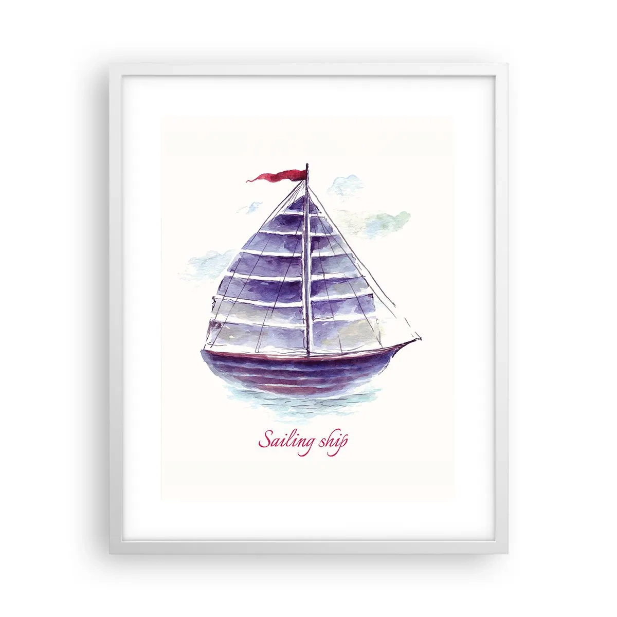 Poster in white frmae - Full Sails And Calm Waters - 40x50 cm