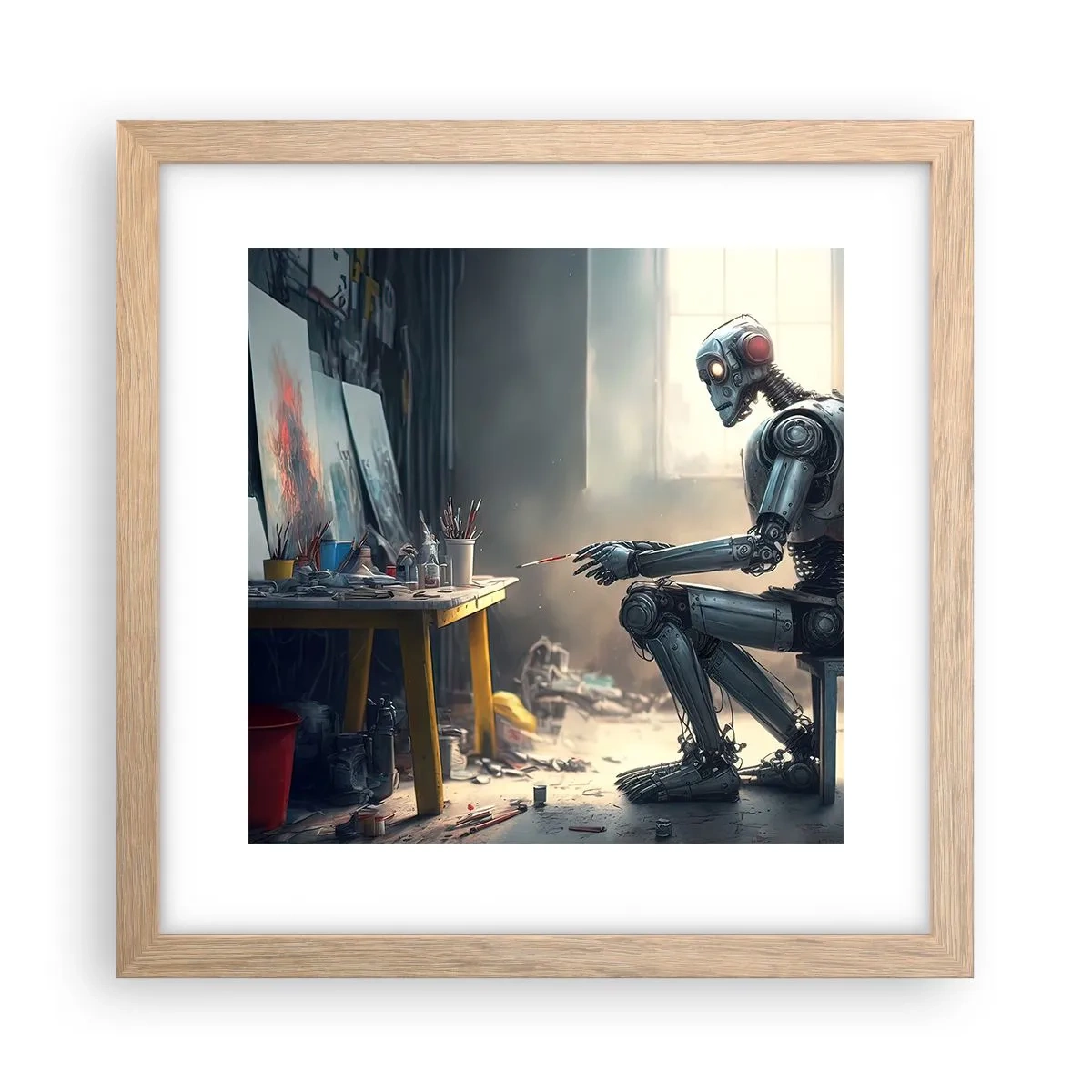 Poster in light oak frame - Act of Creation - 30x30 cm
