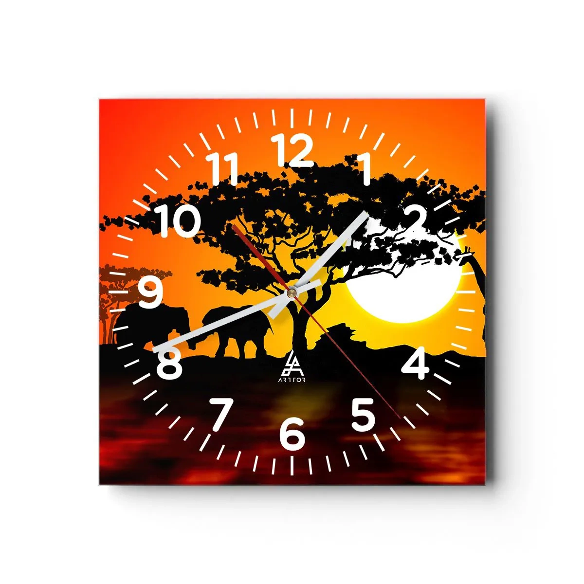 Wall clock - Clock on glass - Encounter on a Savannah - 40x40 cm