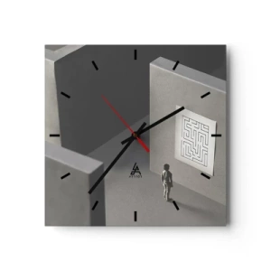 Wall clock - Clock on glass - But Where Am I? - 40x40 cm
