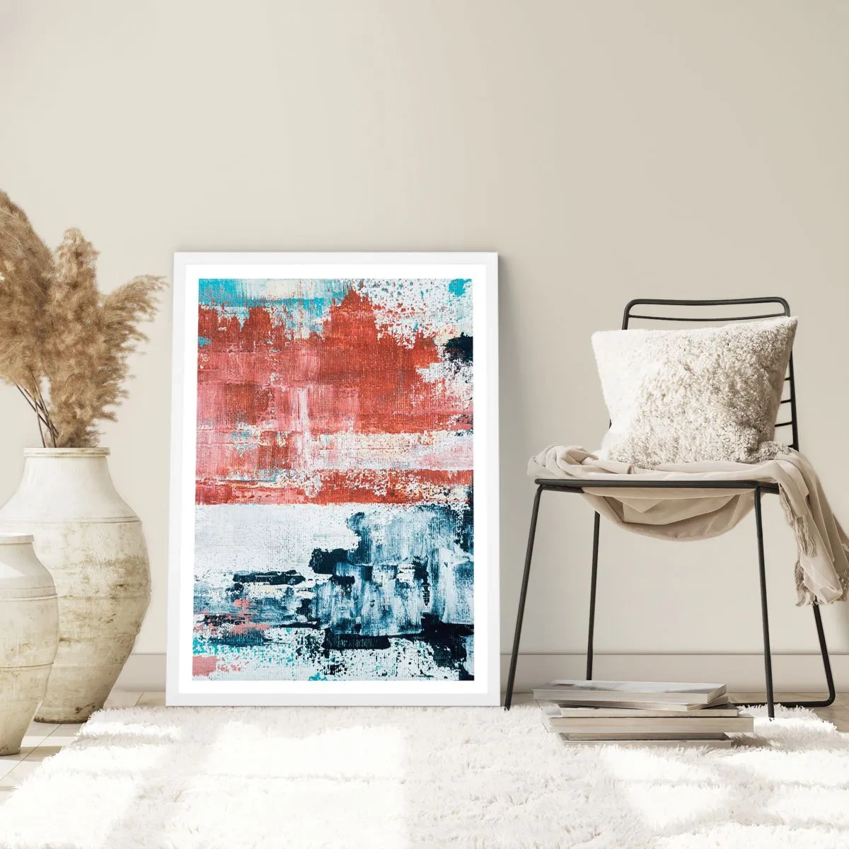 Poster in white frmae - Abstract Fifty Fifty - 61x91 cm
