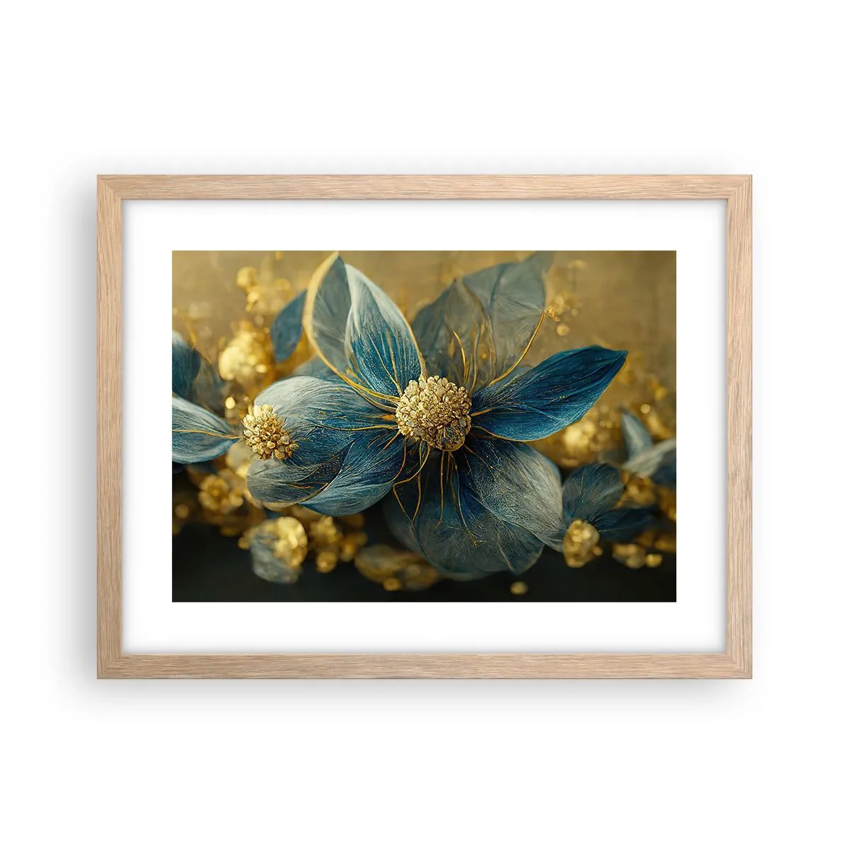 Poster in light oak frame - Blossoming in Gold - 40x30 cm