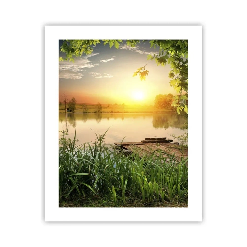 Poster - Landscape in a Green Frame - 40x50 cm