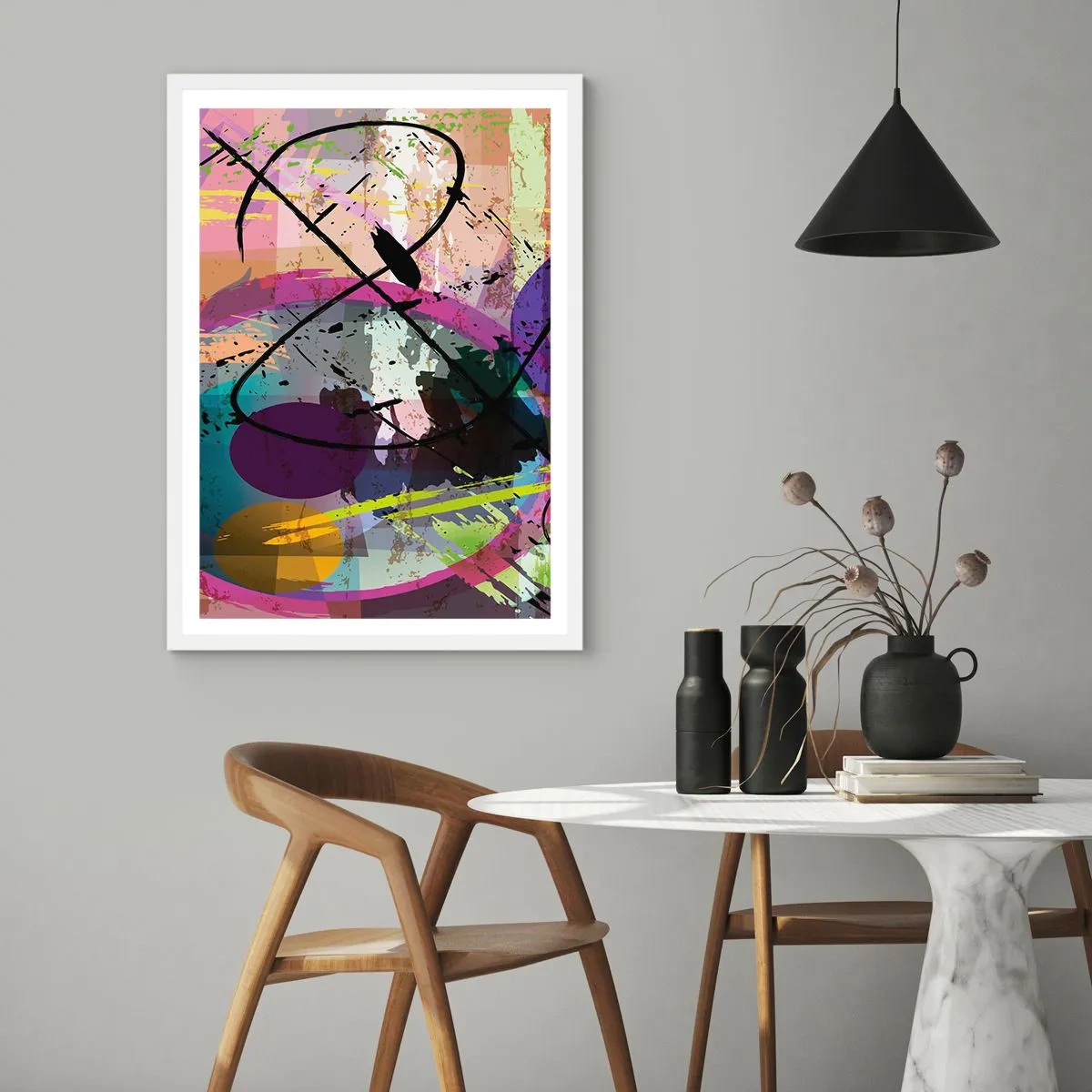 Poster in white frmae - Straight Ahead or Around - 70x100 cm