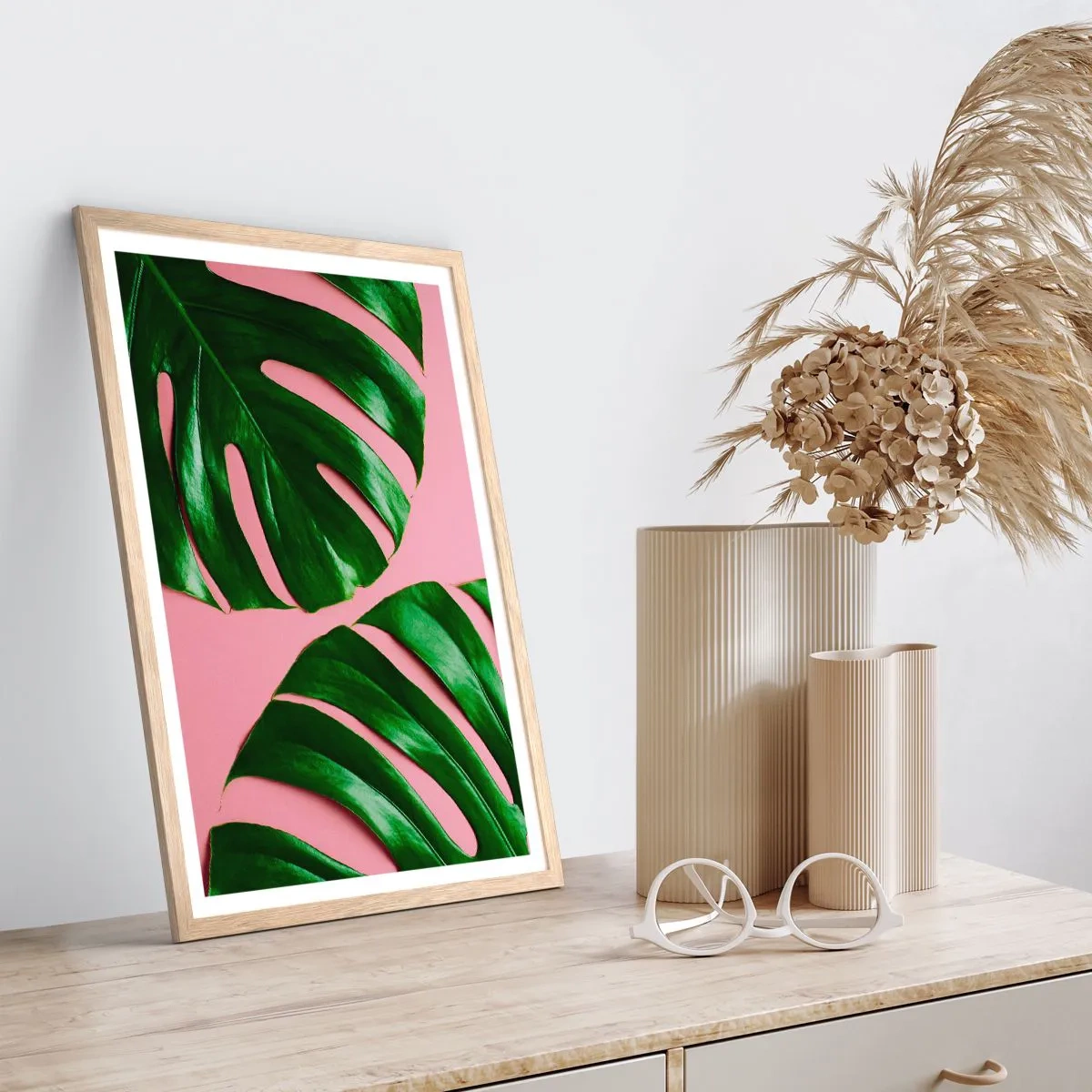 Poster in light oak frame - Green Rendezvous - 70x100 cm
