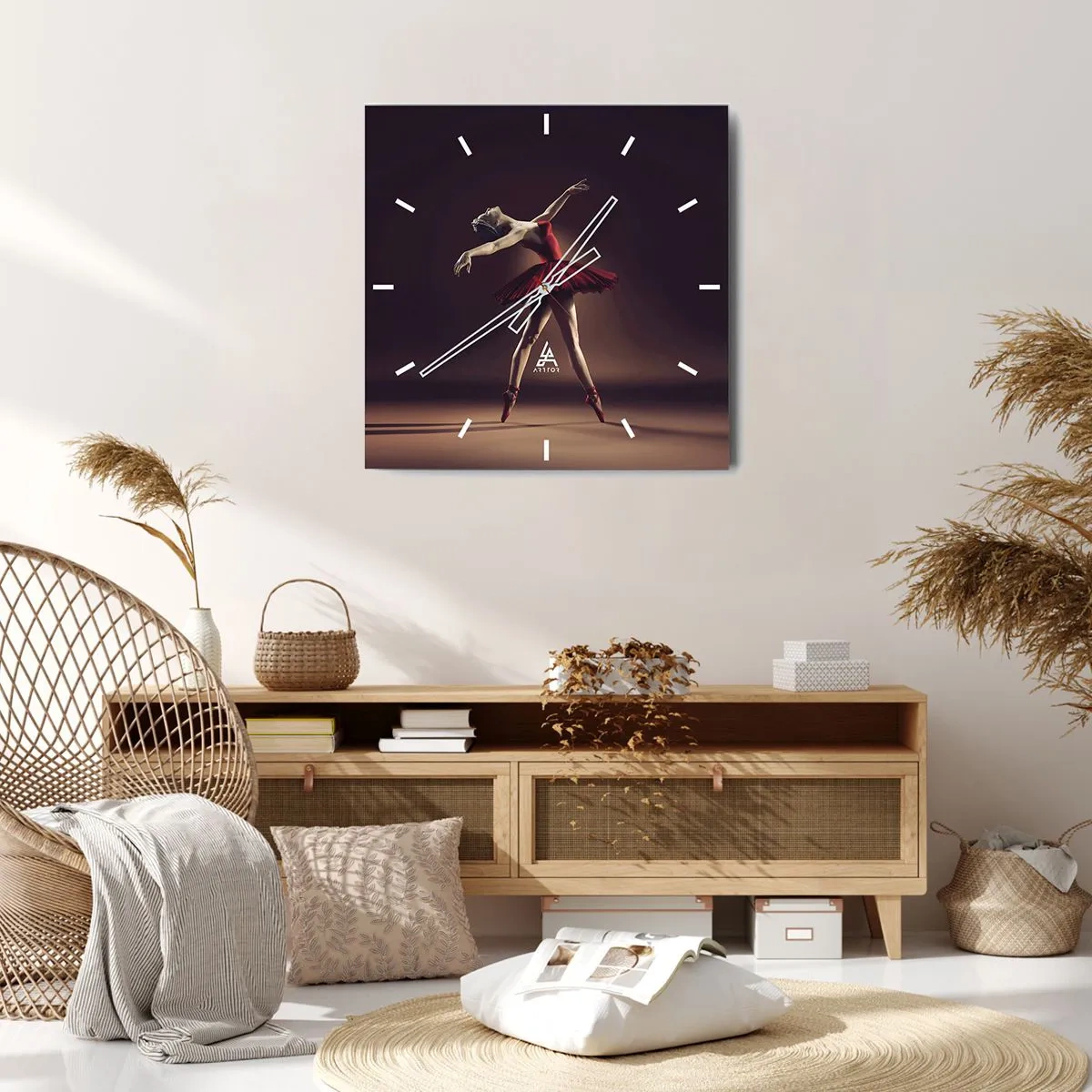 Wall clock - Clock on glass - Prima Ballerina - 40x40 cm