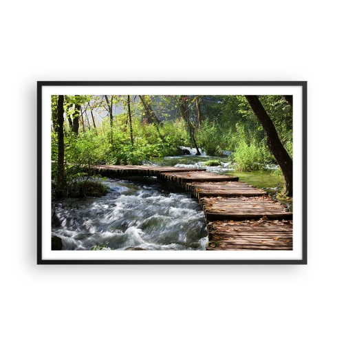 Poster in black frame - By the Foamy Cascade - 91x61 cm