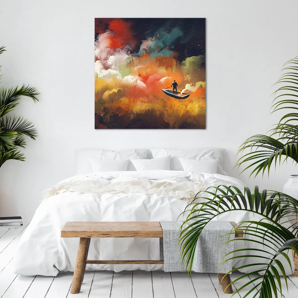 Canvas picture - Through the Galaxy in a Boat - 60x60 cm