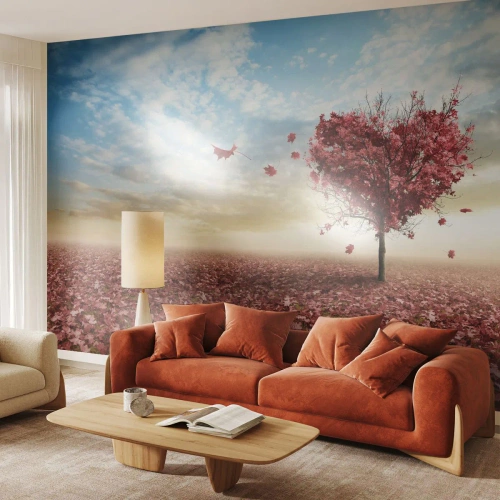 Self-Adhesive Photo Wallpaper Deluxe Sticker - Fall in Love with Autumn - Landscape, Graphics, Tree - 200x140 cm
