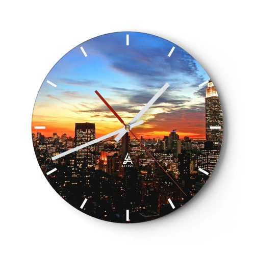 Wall clock - Clock on glass - Starry American Night - 40x40 cm