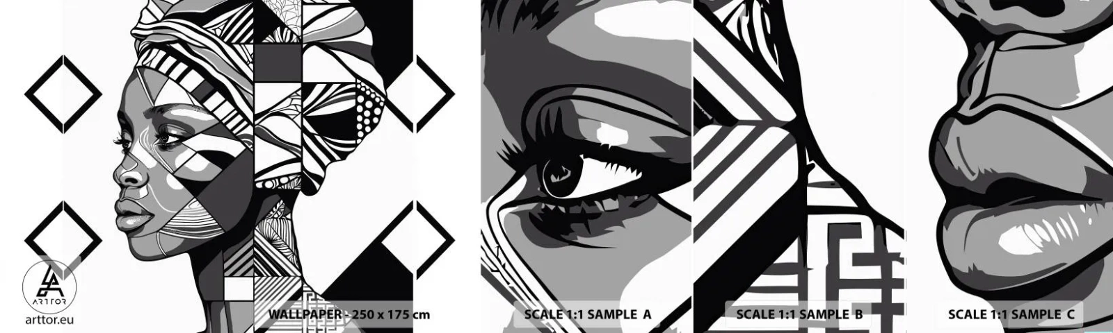 Photo Wallpaper Sample Self-Adhesive Deluxe Sticker - Ethnic Portrait - Portrait, African American, Turban - 100x30 cm