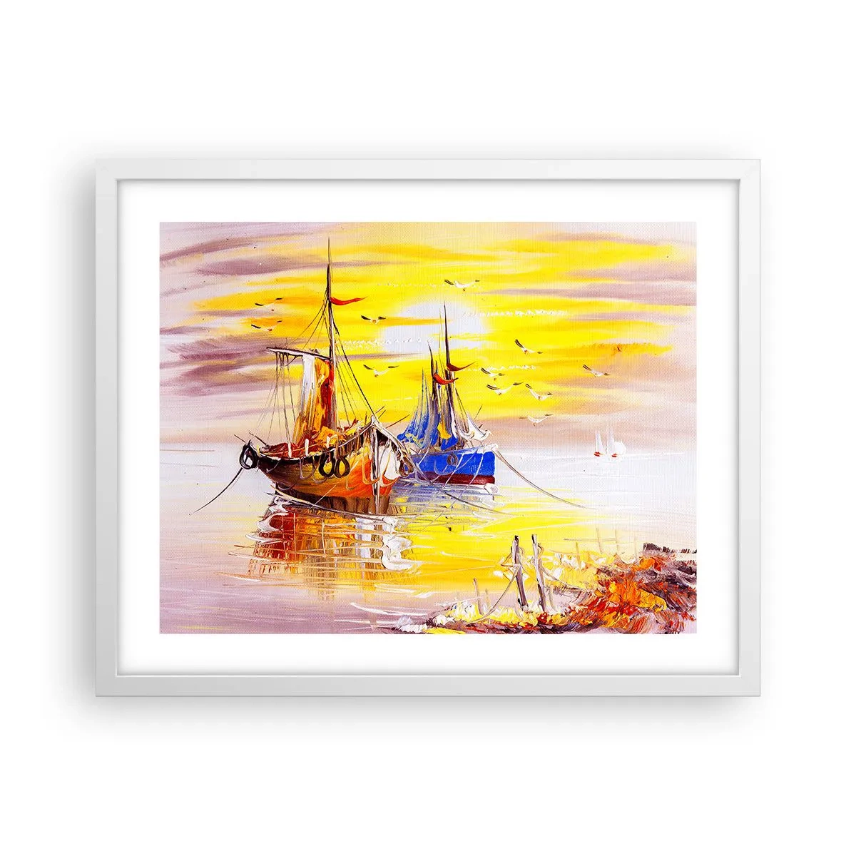 Poster in white frmae - Deserved Rest in Port - 50x40 cm