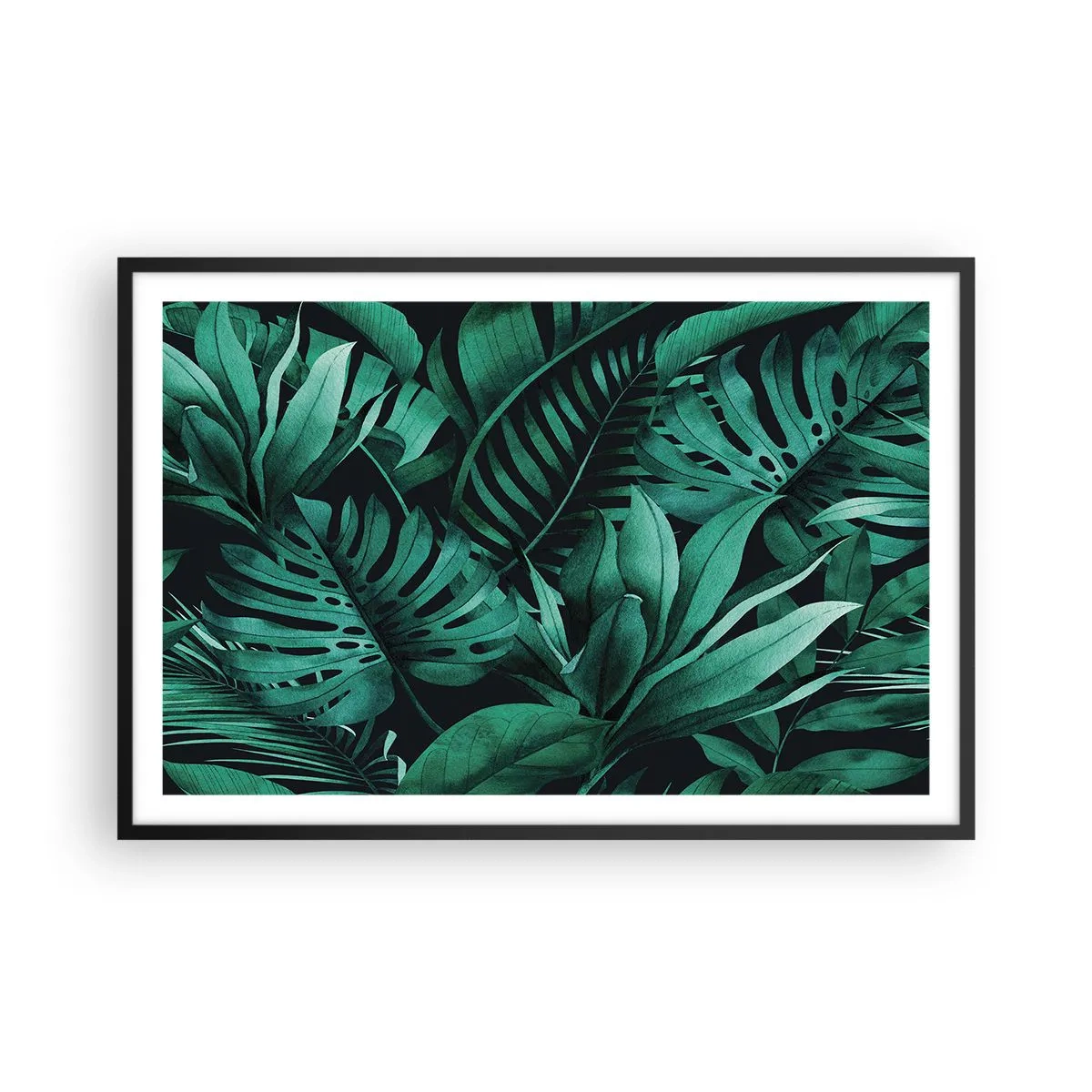 Poster in black frame - Depth of Tropical Green - 91x61 cm