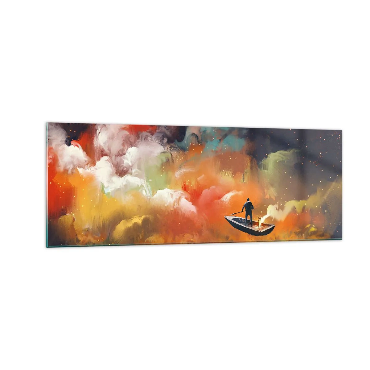 Glass picture - Through the Galaxy in a Boat - 140x50 cm
