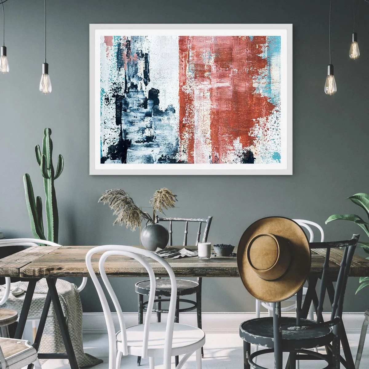 Poster in white frmae - Abstract Fifty Fifty - 40x30 cm