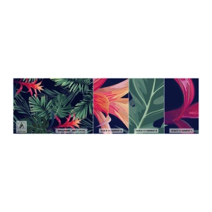 Photo Wallpaper Sample Premium Canvas - Burn in Green - Flowers, Tropical Plant, Palm Leaves - 100x30 cm