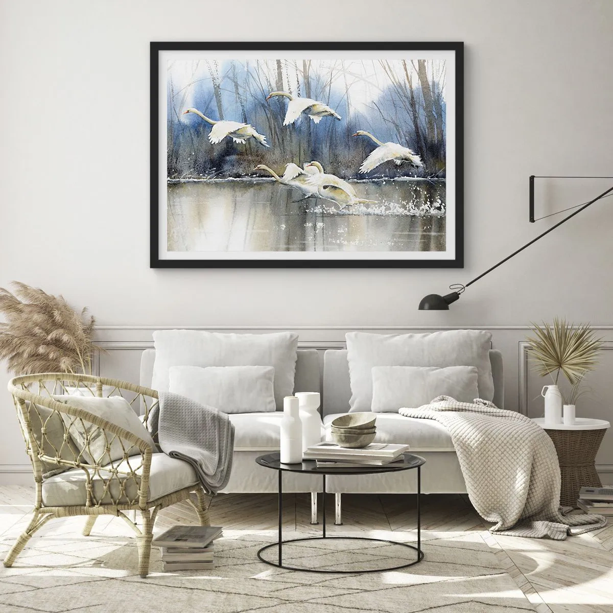 Poster in black frame - Like in a Fairy Tale about Wild Swans - 100x70 cm