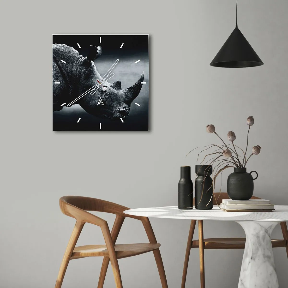 Wall clock - Clock on glass - Right Profile - 40x40 cm