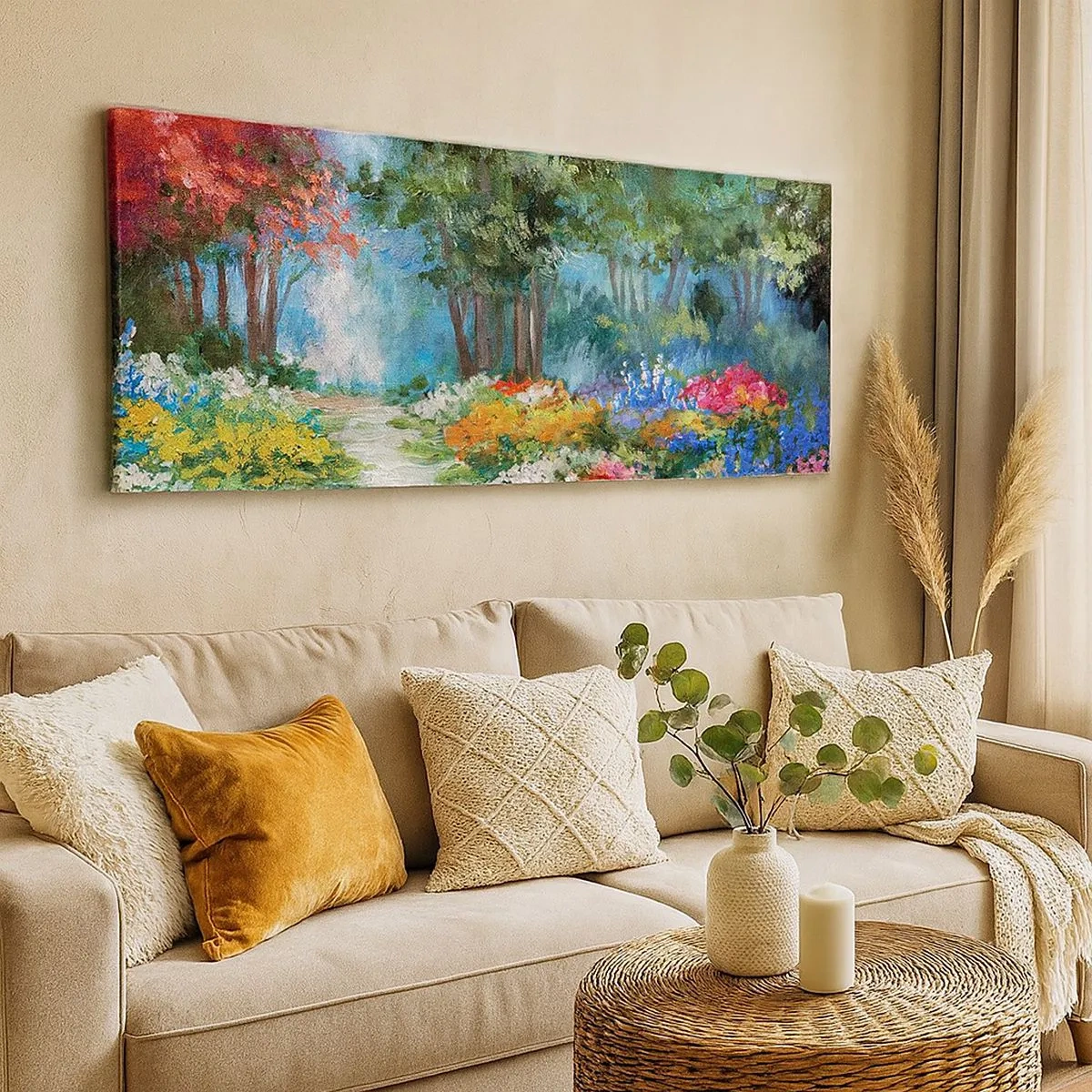 Canvas picture - Wood Garden, Flowery Forest - 100x40 cm