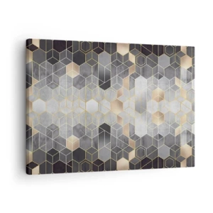 Canvas picture - Geometric pattern in golden shades - 70x50cm - Diamond Composition - Modern wall decoration for the living room and bedroom ARTTOR