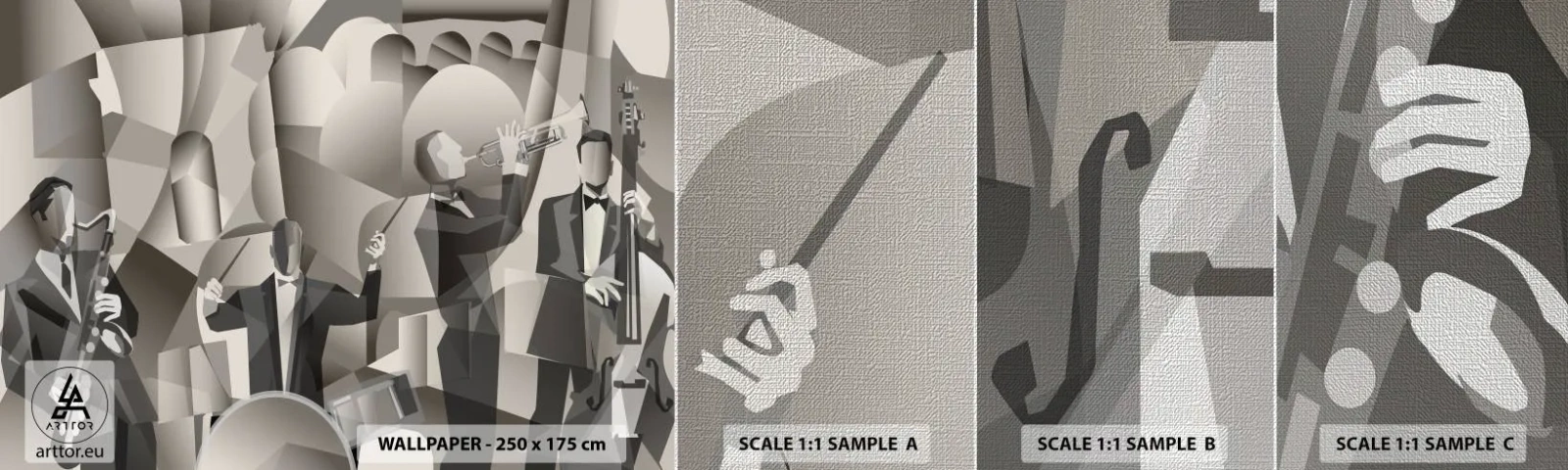 Photo Wallpaper Sample Premium Canvas - In the Space of Sounds - Abstraction, Band, Jazz - 100x30 cm