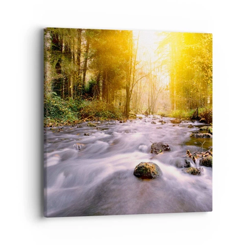 Canvas picture - Malachite in Silver and Gold Setting - 40x40 cm