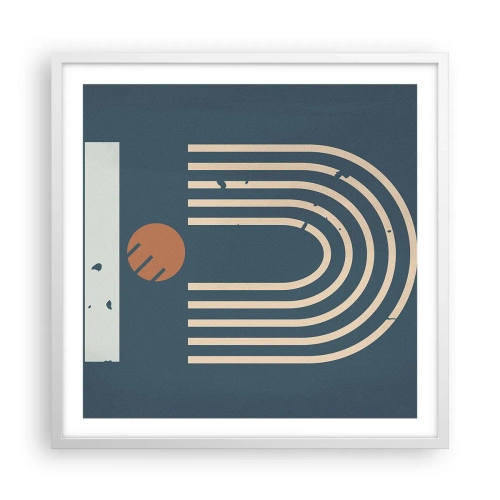 Poster in white frmae - Geometry on Navy Blue - 60x60 cm