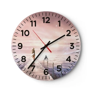 Wall clock - Clock on glass - In a Dream World - 30x30 cm