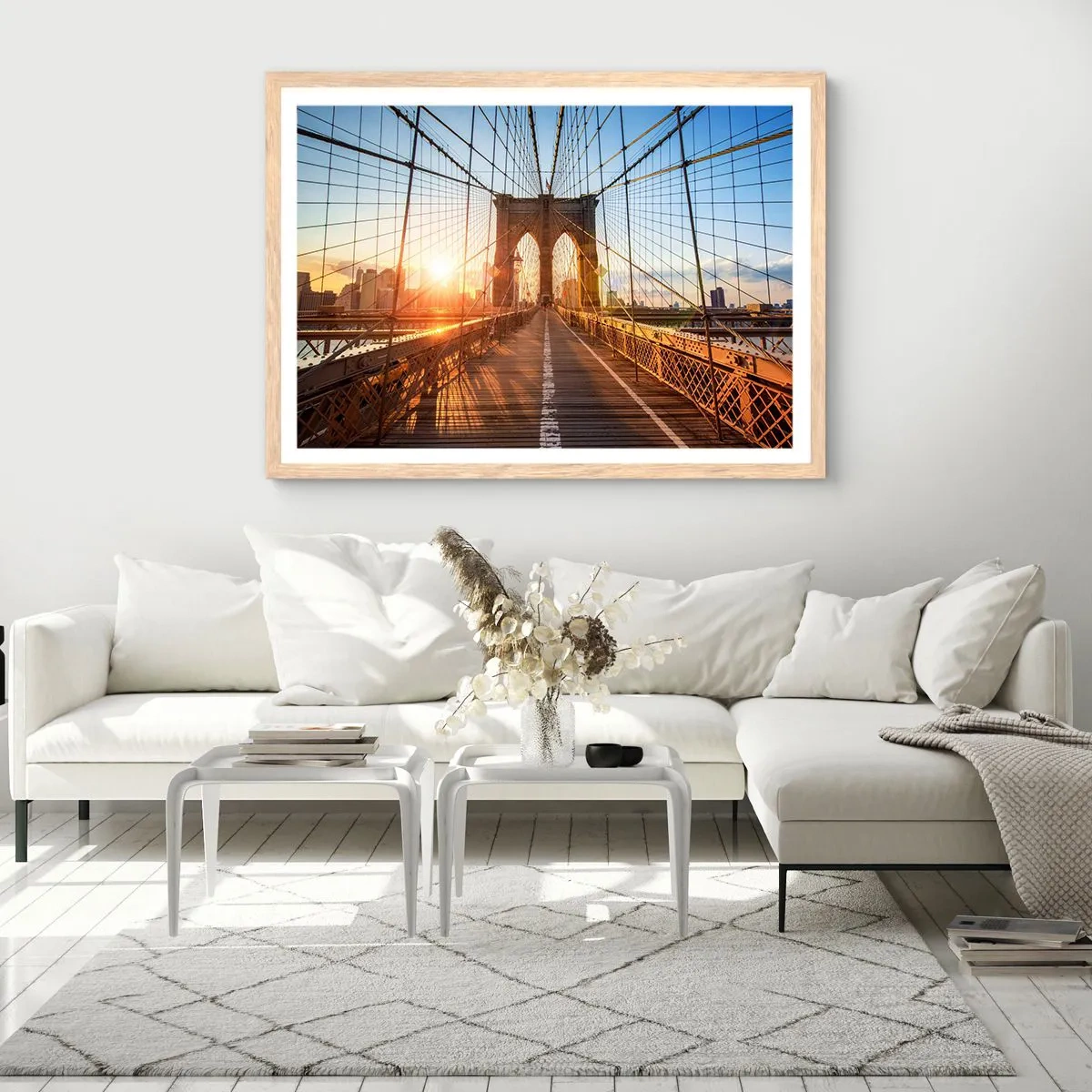 Poster in light oak frame - On a Golden Bridge - 50x40 cm