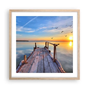Poster in light oak frame - Walk towards the Sun - 50x50 cm