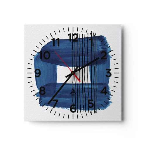 Wall clock - Clock on glass - Blue and Black Composition - 30x30 cm