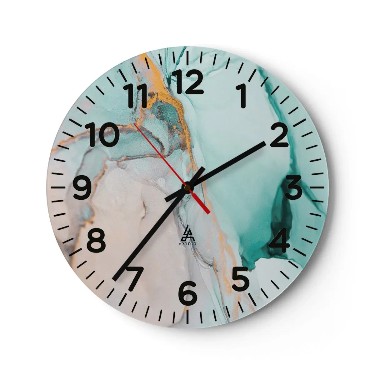 Wall clock - Clock on glass - Dance of Shapes and Colours - 30x30 cm