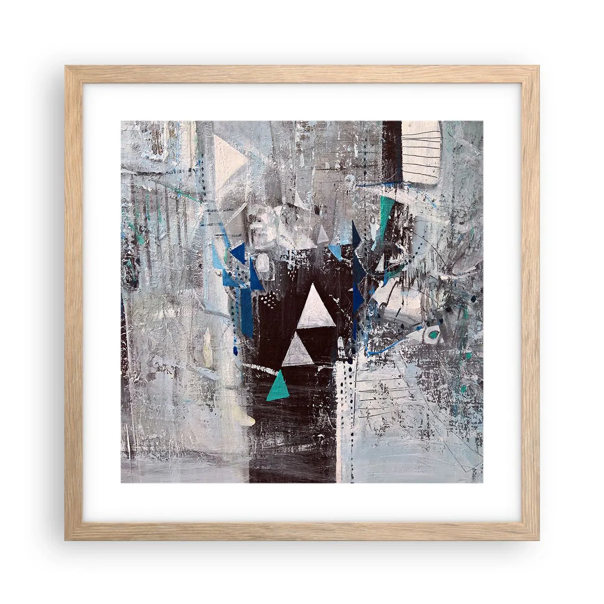 Poster in light oak frame - Superior Order of Triangles - 40x40 cm