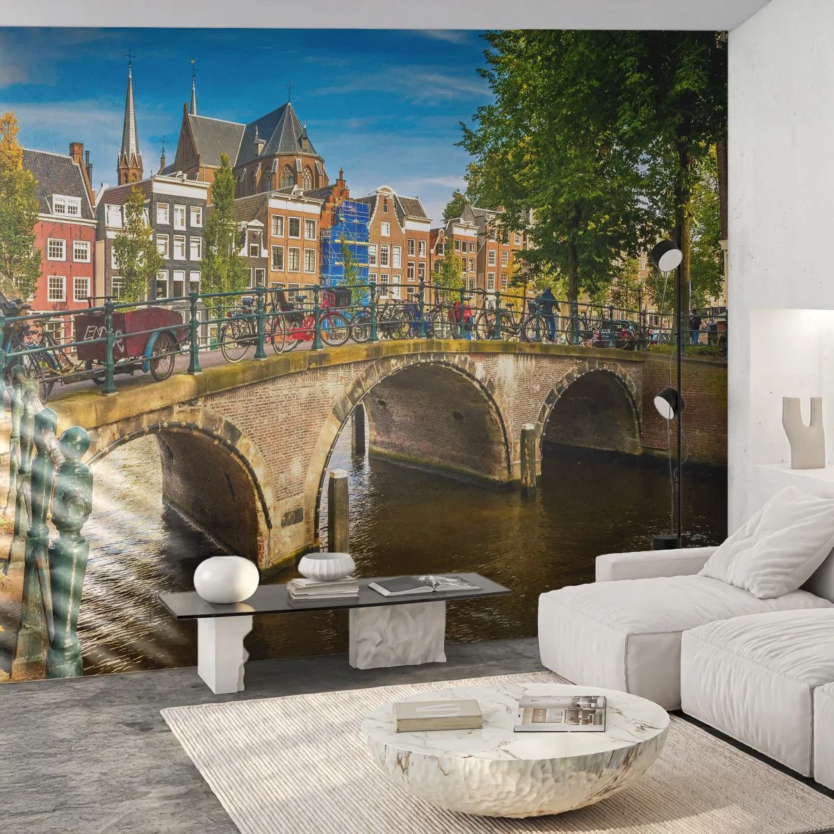 Photo Wallpaper Premium Sand - Spring over the Canal - City, Amsterdam, Architecture - 100x70 cm
