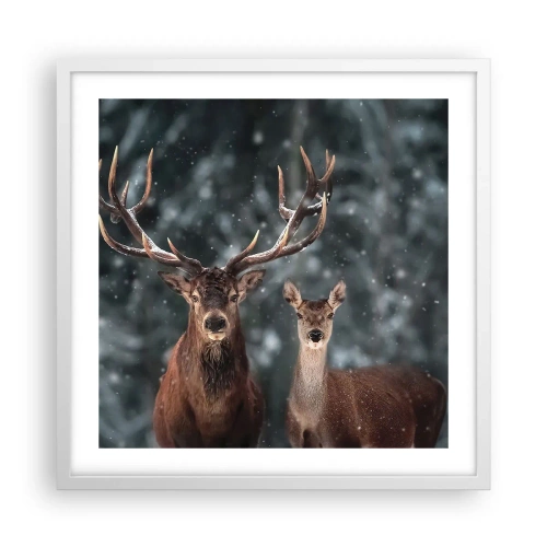 Poster in white frmae - Master of the Forest with His Wife - 50x50 cm