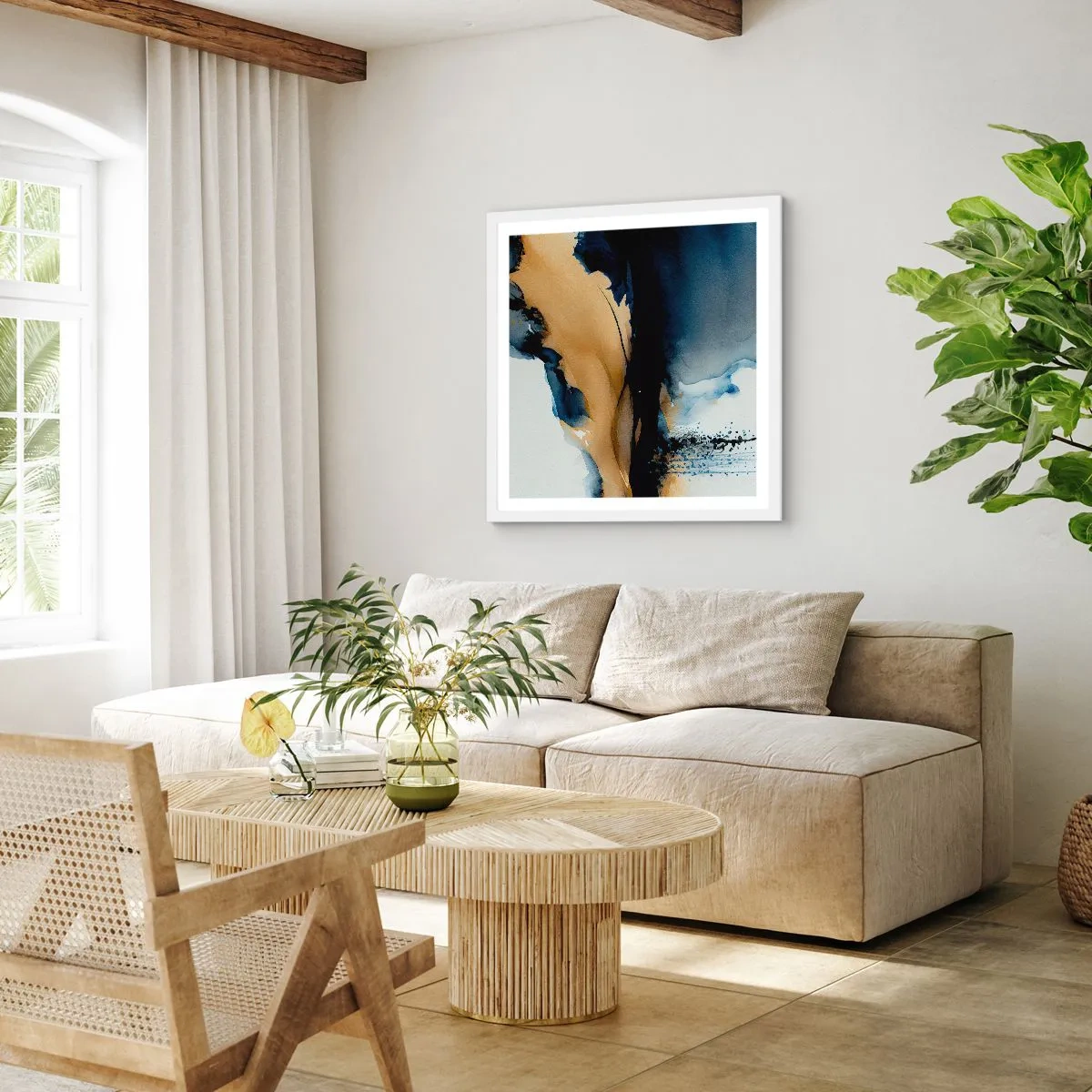 Poster in white frmae - Behind the Curtain - 50x50 cm