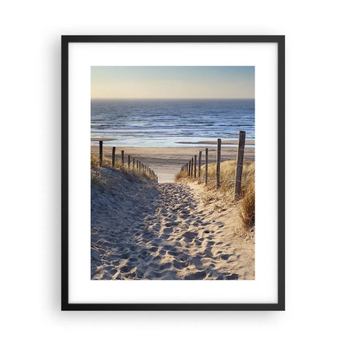 Poster in black frame - Sound of the Sea, Singing of the Birds, Wild Beach among Grass - 40x50 cm