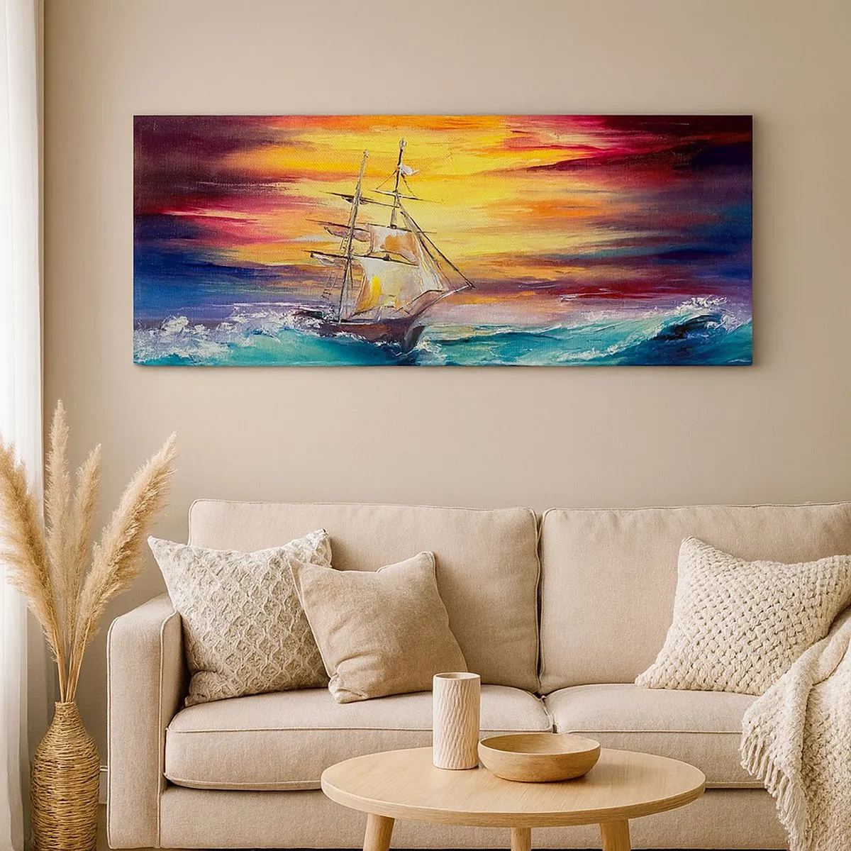 Canvas picture - Fearlessly towards the Waves  - 100x40 cm