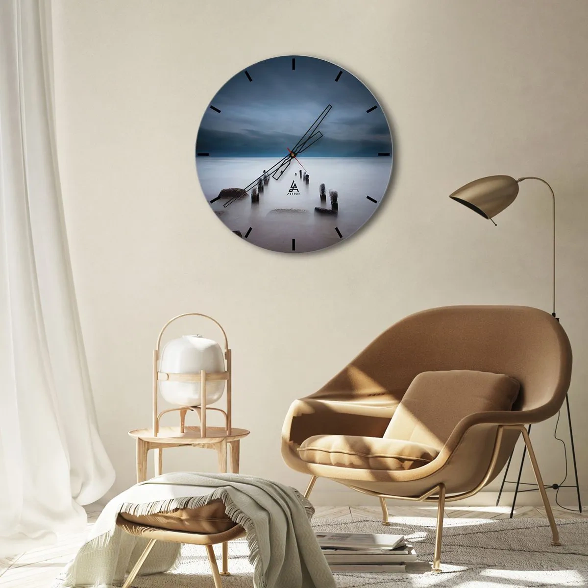 Wall clock - Clock on glass - Pensive Lake - 30x30 cm