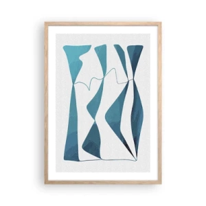 Poster in light oak frame - Abstract: Turquoise Relation - 50x70 cm