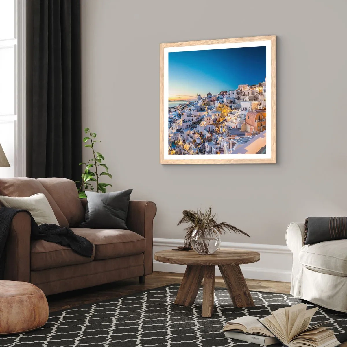 Poster in light oak frame - Essence of Greekness - 40x40 cm