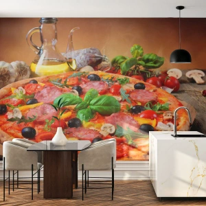 Photo Wallpaper Standard Eco - With a Real Italian Flavouring - Gastronomy, Pizza, Italy - 300x210 cm