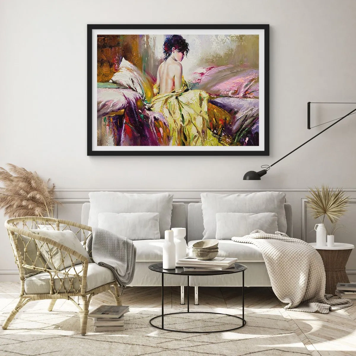 Poster in black frame - Graceful in Yellow - 100x70 cm