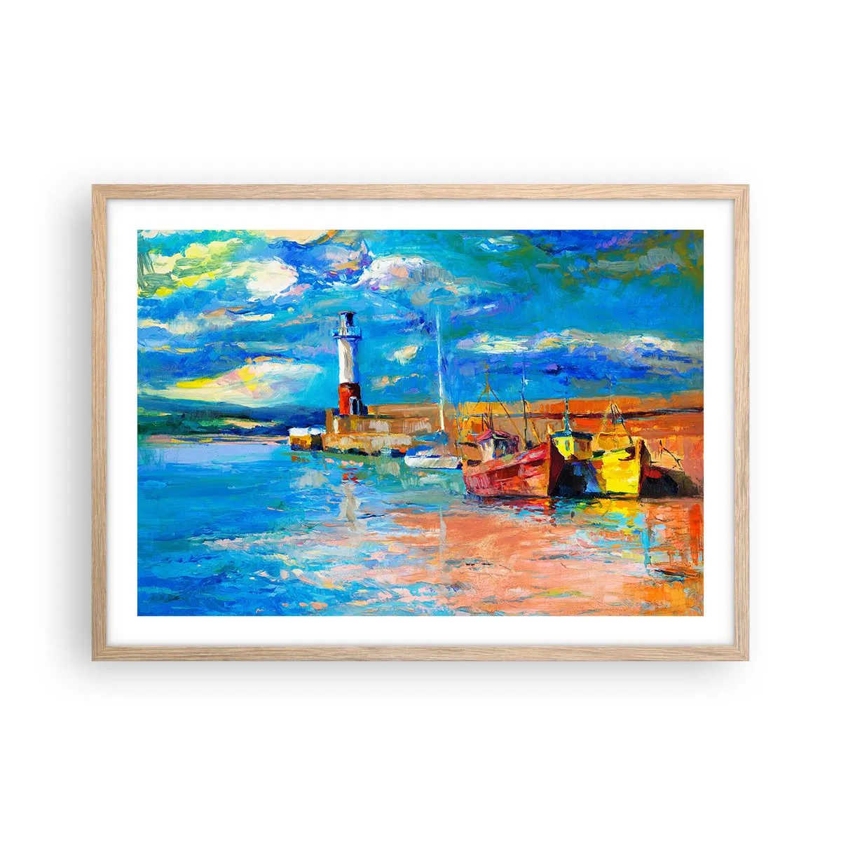 Poster in light oak frame - Afternoon in a Rainbow Bay - 70x50 cm