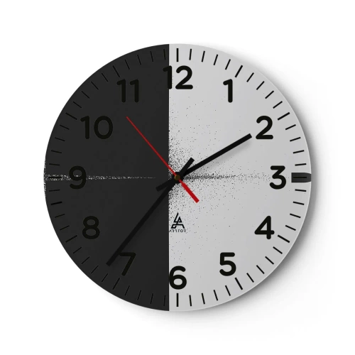 Wall clock - Clock on glass - Straight to the Point - 30x30 cm